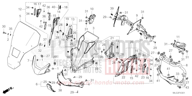 GAINE DE PROTECTION AVANT (CRF1100A2/A4/AL2/AL4/D2/D4/DL2/DL4) de Africa Twin DCT PEARL GLARE WHITE (NHB53H) 2022